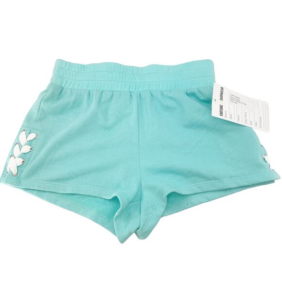 2/$30 FORTUNE Swimwear Shorts Size S Teal Green Violetta Side Lace Up Short - Picture 4 of 7
